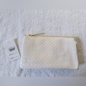 Elegant Vegan leather White Woven Clutch